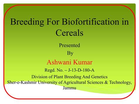 Breeding For Biofortification In Cereals Ppt