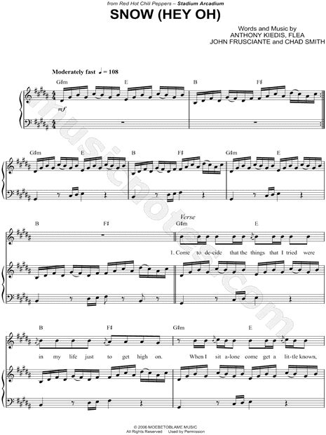 Red Hot Chili Peppers Snow Hey Oh Sheet Music In G Minor