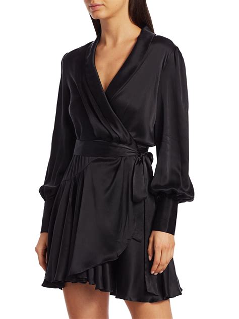 Zimmermann Espionage Silk Mini Wrap Dress In Black Lyst