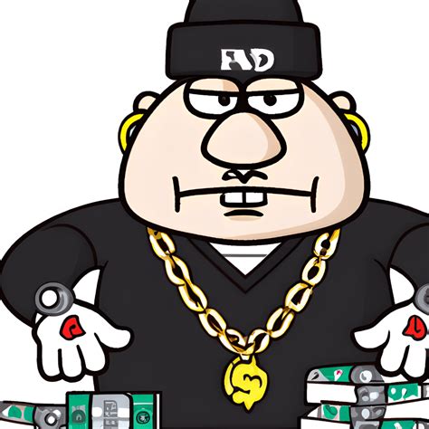 Gangsta Thug With Jewelry And Money Cartoon · Creative Fabrica