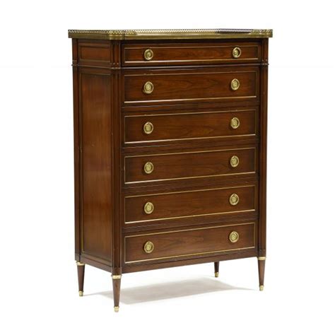 Louis Xvi Style Mahogany And Ormolu Semi Tall Chest Of Drawers Lot