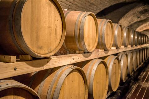 Wine In Wooden Barrels Is Stored Wine Cellar Stock Photo Image Of