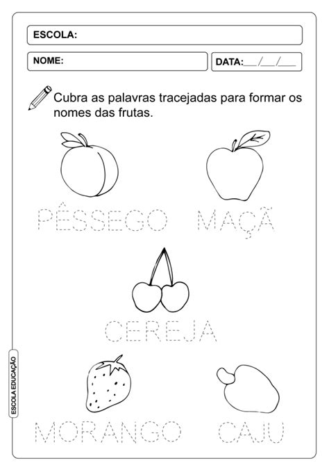 Atividades Pontilhadas 14 Frutas Escola Educação