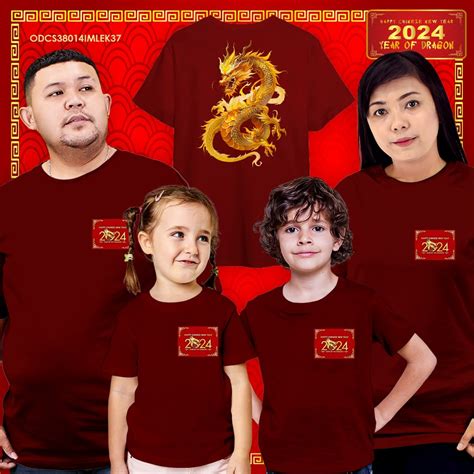 Jual Kaos Imlek Shio Naga Baju Couple Keluarga Baju Sincia Lengan