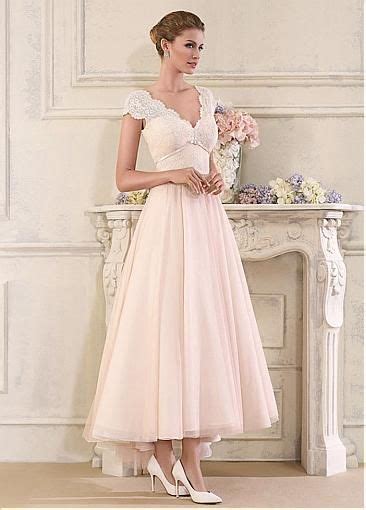 Stunning Tulle And Satin V Neck A Line Ankle Length Wedding Dresses With