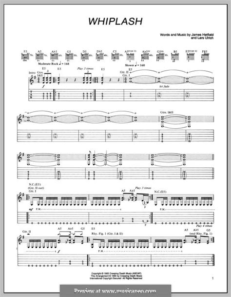 Whiplash (Metallica) by J. Hetfield, L. Ulrich - sheet music on MusicaNeo