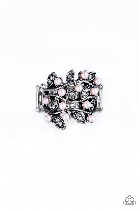 Paparazzi I Me And Vine Pink Faux Pearl White Rhinestone Silver Ri