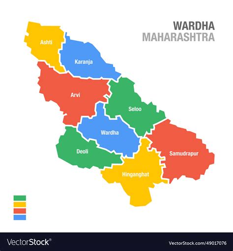 Wardha district map maharashtra Royalty Free Vector Image