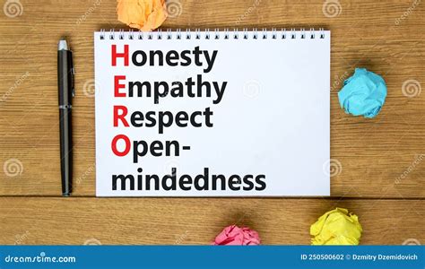 Hero Honesty Empathy Respect Open Mindedness Symbol Concept Words Hero