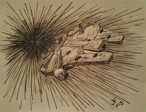 Millennium Falcon Drawing At Paintingvalley Explore Collection Of