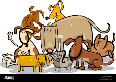 Cartoon Group of Funny Dogs Stock Photo - Alamy