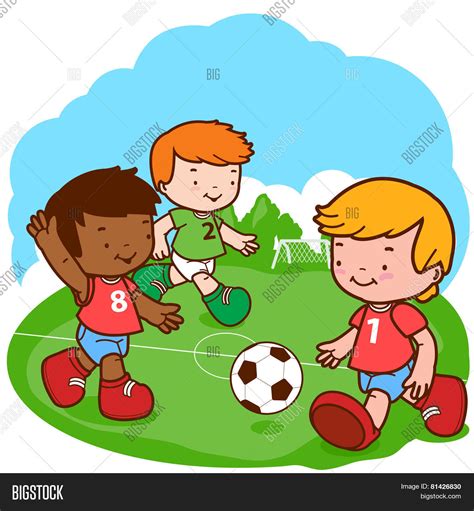 Kids Playing Soccer Vector & Photo (Free Trial) | Bigstock