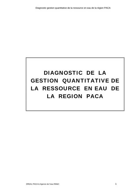 PDF DIAGNOSTIC DE LA GESTION QUANTITATIVE DE LA RESSOURCE EN