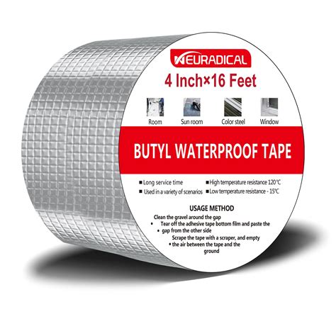 Butyl Tape 4 inch x 16 feet, Waterproof Tape for Leaks, Aluminum Foil
