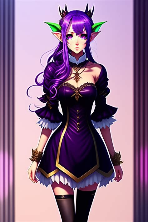 Lexica Full Body Year Old Girl Anime Forest Elf Purple Hair