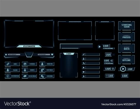 Night mode stream overlay dark theme gaming video Vector Image