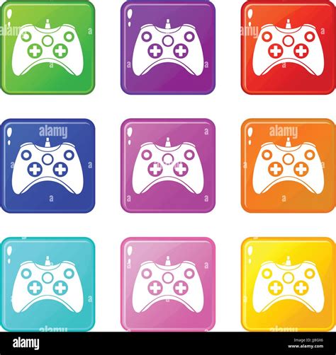 Video Game Controller Icons 9 Set Stock Vector Image Art Alamy