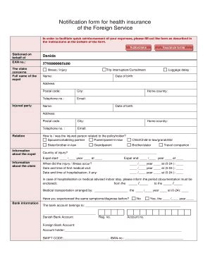 Fillable Online Sos Notification Form For Health Insurance Of The