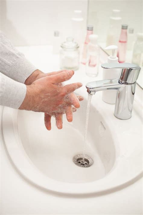 Man Washing Hands With Soap At Home Coronavirus Prevention Hand