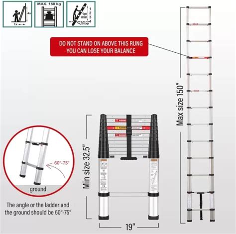 Yvan Telescoping Ladder 12 5 FT One Button Retraction Aluminum