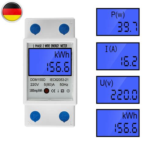 LCD Digitale Stromzähler 230V Wechselstromzähler Hutschiene KWh Zähler