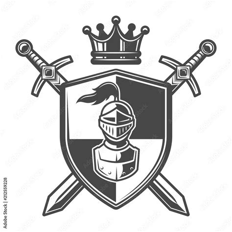 Vintage Monochrome Knight Coat Of Arms Stock Vector Adobe Stock