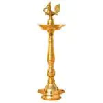 Buy Indian Art Villa Pure Brass Stand Pillar Diya With Bird Design