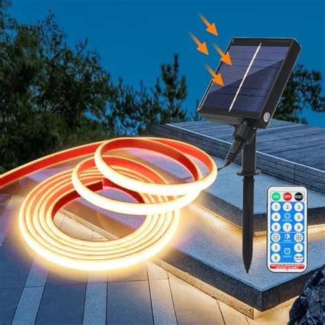 JIABIA 5M Solar Powered Cob Strip Lights Outdoor IP68 Waterproof 320