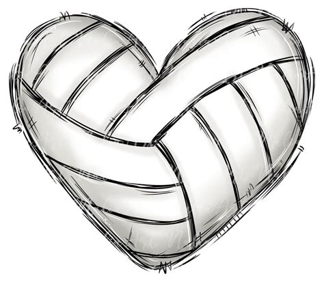 Heart Volleyball Heart Png Sport Heart Heart Watercolor Sublimation Png