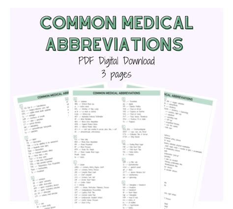 Common Medical Abbreviations Terminology Nursing Notes Etsy