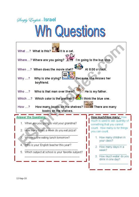 Wh Questions Esl Worksheet By Judyhalevi