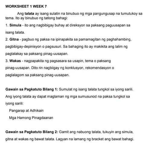 Talata Tungkol Sa Iyong Sarili Pangarap At Adhikain