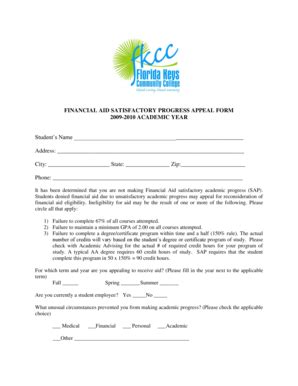 Fillable Online Fkcc Satisfactory Progress Appeal Form Florida Keys