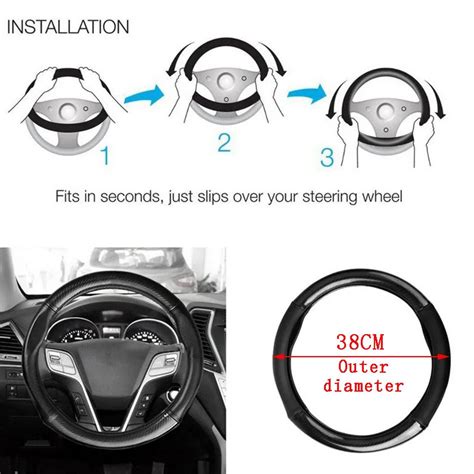 Car Carbon Fiber Leather Steering Wheel Cover For Mitsubishi Pajero V73