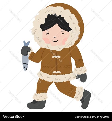 Funny eskimo girl in flat design Royalty Free Vector Image