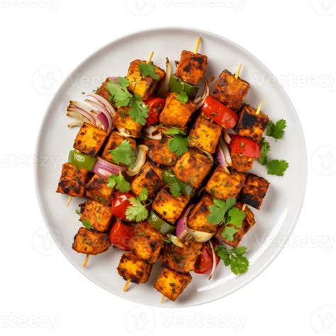 Ai Generated Paneer Tikka On A White Plate On Transparent Background