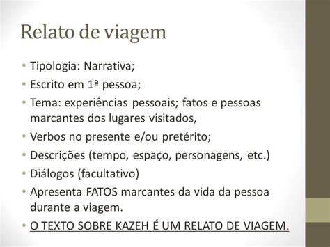 Exemplo De Texto Relato De Viagem Vários Exemplos