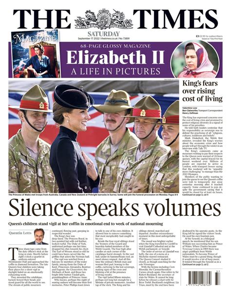 Times Front Page 17th Of September 2022 Tomorrows Papers Today