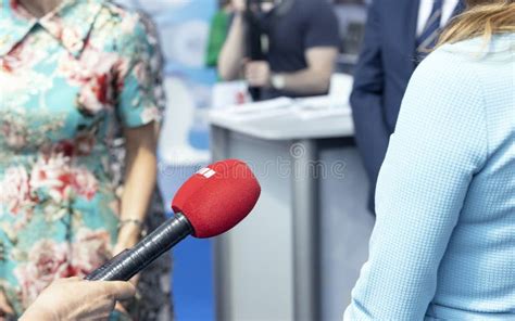 Broadcast Journalism Interview or Mass Media News Concept Stock Photo ...