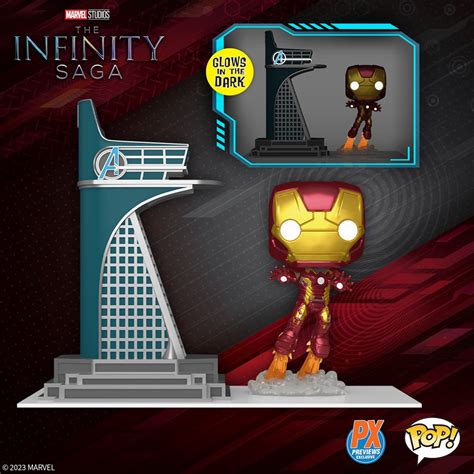 Avengers Iron Man With Avengers Tower Glow In The Dark Funko Pop