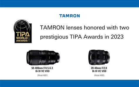 Tamron Lenses Honored With Two Prestigious Tipa Awards In Tamron