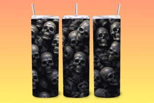 D Metallic Skulls Oz Tumbler Wrap Graphic By Artisticwayco