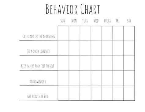 Printable Behavior Chart ADHD Digital Download Etsy - BehaviorChart.net