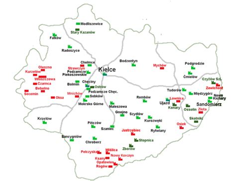 Mapa woj świętokrzyskiego Polskie zamki i dwory obronne