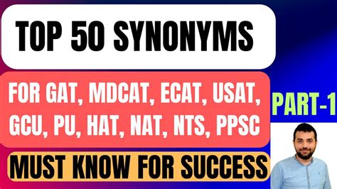 Get 100 In Verbal Reasoning Important Synonyms For GAT HAT NAT