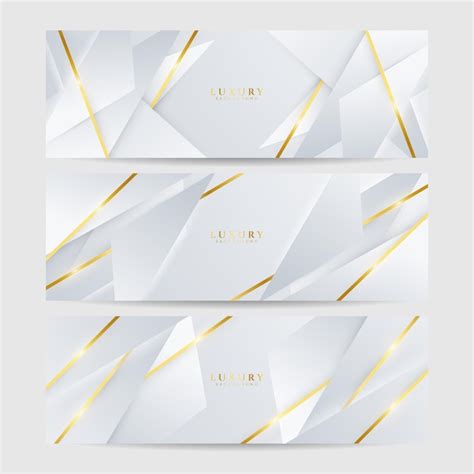 Premium Vector Set Of White And Gold Luxury Line Banner Background