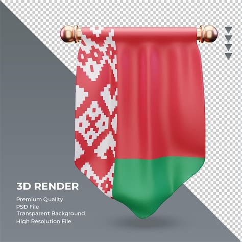 3d bandeira flâmula da bielorrússia renderizando vista frontal PSD