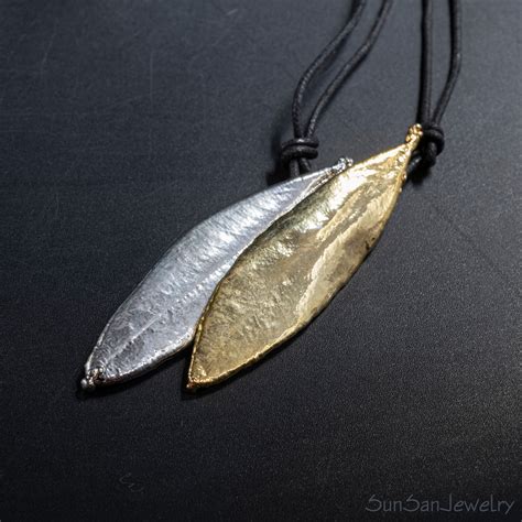 Real Olive Tree Leaf Pendant Necklace Dipped In Fine Silver Or Pure