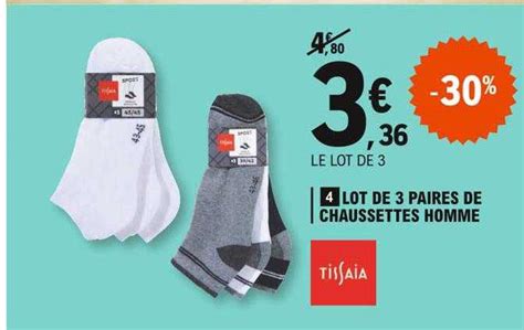 Promo Lot De Paires De Chaussettes Homme Tissaia Chez E Leclerc