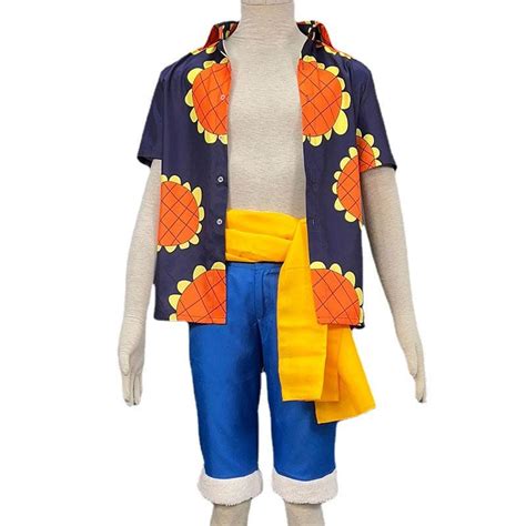 One Piece Dressrosa Luffy Outfit Monkey D Luffy Sunflower Shirt Cospl